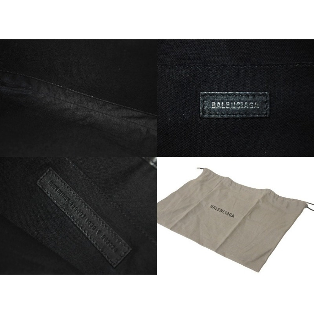 BALENCIAGA Clutch Bag Logo Canvas Leather White Black - Picture 9 of 9